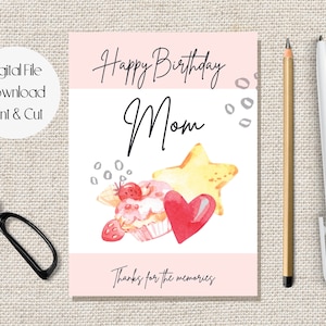 Cartão de feliz aniversário para impressão, mãe, obrigado pelas memórias, cartão de cozimento com a mãe, bons momentos na cozinha com a mãe