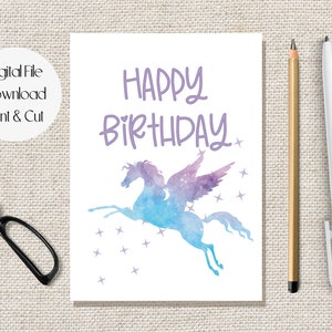 Carte de joyeux anniversaire licorne amusante à imprimer, carte de joyeux anniversaire pour fille, carte de nièce licorne