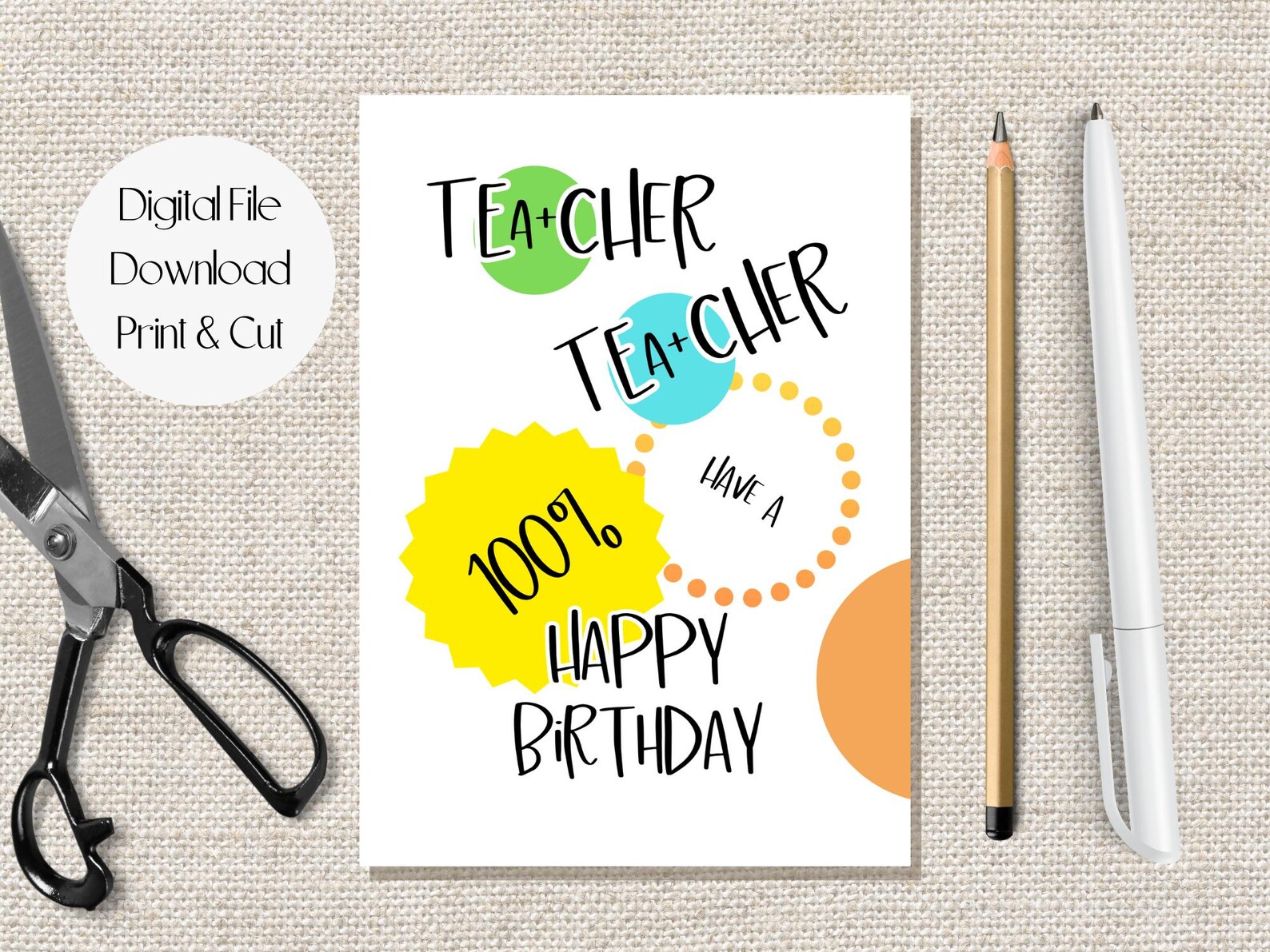 A+ Teacher Happy Birthday Printable Card, 100% Fun Classroom Design ...