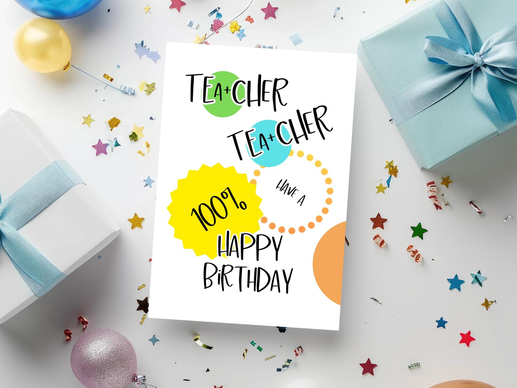 A+ Teacher Happy Birthday Printable Card, 100% Fun Classroom Design ...