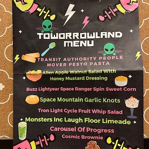Dinner & Movie Date Night Menu-Theme Park Menu-Family Dinner Night-Date Idea-Digital Download-Family Friendly Menu