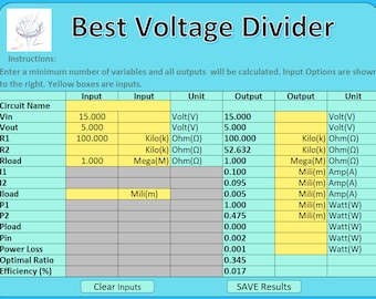 La mejor hoja de cálculo de calculadora de divisor de voltaje para ingenieros y aficionados a la electrónica