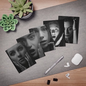 Set di biglietti d'auguri di dissociazione drammatica, confezione di biglietti unici in bianco e nero, cancelleria fatta a mano, biglietti d'arte per tutte le occasioni, buoni regalo