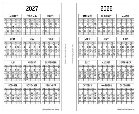 Wandkalender 2026/2027, 18 maanden, A4-kalender van jan 2026 tot jun