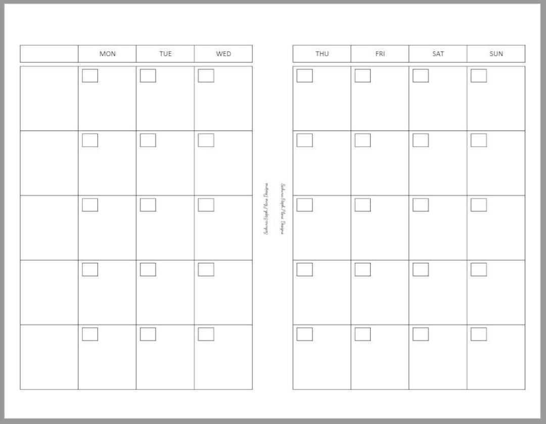 Printable Blank Month on 2 Page (MO2P) | Half Letter Planner Agenda ...