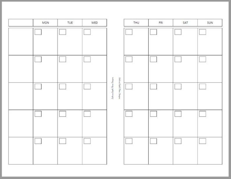 Printable Blank Month on 2 Page (MO2P) | Half Letter Planner Agenda ...