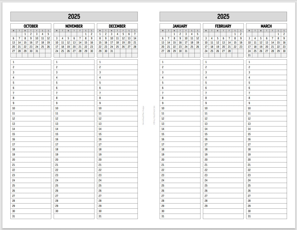 printable-2025-year-on-4-pages-perpetual-calendar-half-letter-planner-agenda-inserts-sunday-or-monday-start-hobonichi-cousin-inspired-etsy