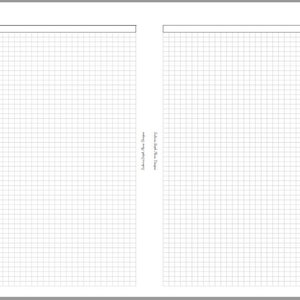 Puede incluir: Un cuaderno blanco en blanco, cuadriculado, con una línea negra en la parte superior de cada página. El cuaderno está dividido en dos secciones.