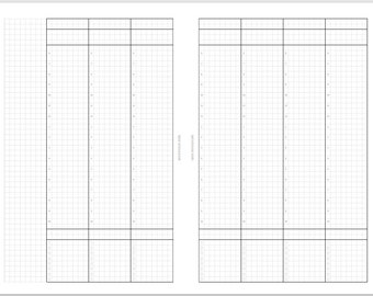 Afdrukbare blanco wekelijkse 2 pagina's (WO2P) v6 | Halve brief planner agenda-inserts | Per uur | Leeg | Hobonichi neef geïnspireerd