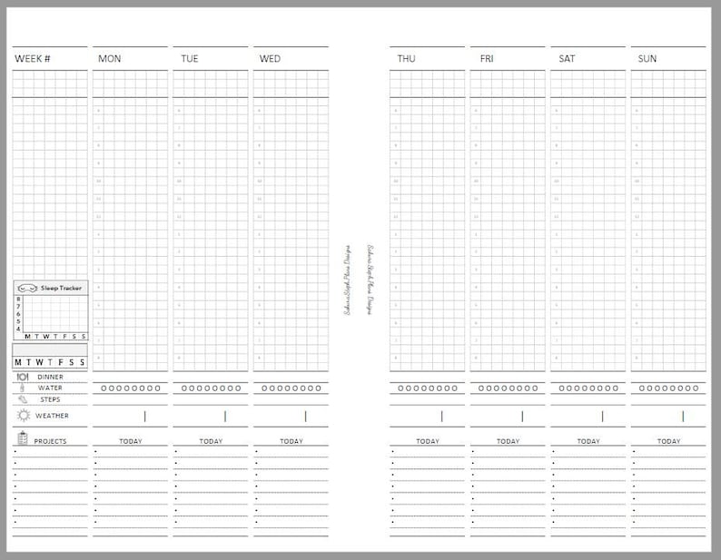 Printable Blank Weekly WO2P | Half Letter Planner Agenda Inserts ...