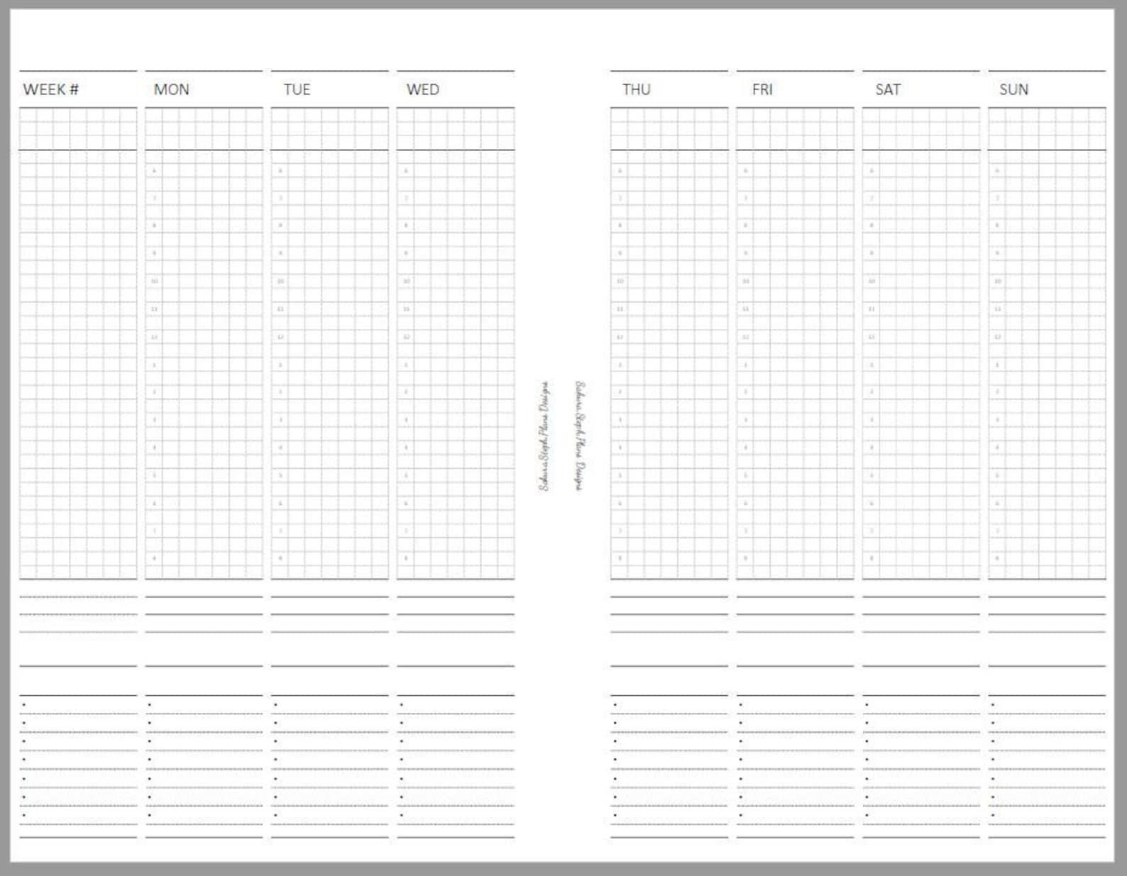 Printable Blank Weekly 2 Pages (WO2P) | Half Letter Planner Agenda ...