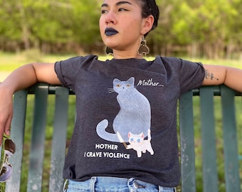 Funny Tshirt For Him Cat Meme T Shirt For Her Short Sleeve Tees For Cat Owner Gift For Mother and Cat Dad