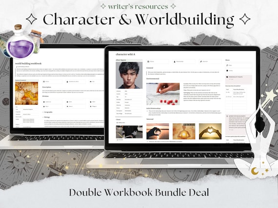 Character & Worldbuilding Workbook BUNDLE; Notion Writing Template; Digital Writing Planner; Digital Workbook; Character and World Creator