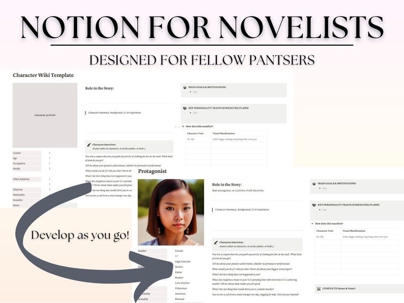  notion template for writers template for writing novels writers planner 
