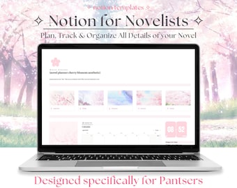 Notion Template for Writers; Template for Writing Novels; Writing Planner, Notion Planner, Author Planner, Novel Writing, Sakura Aesthetic