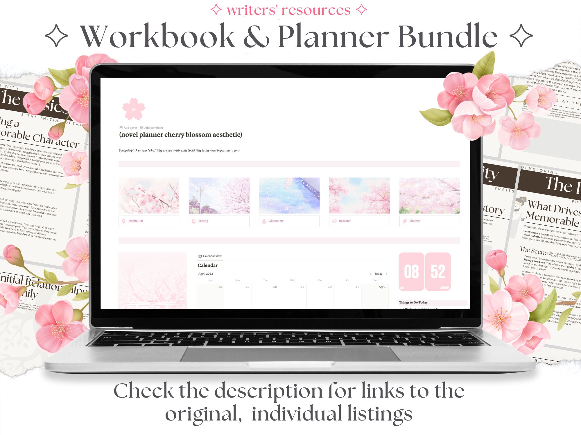 Novel Writing Notion Template & Character Workbook BUNDLE Sakura ...