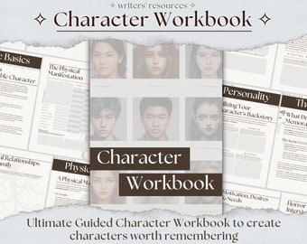 Character Workbook, Digital Printable Writing Planner, Character Profile, Novel Templates, Character Building Worksheet, Writing Workbook