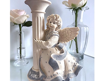Figura portavelas de columna con forma de ángel de Betty Singer de Sarah's Angels, 2001 Mindspring