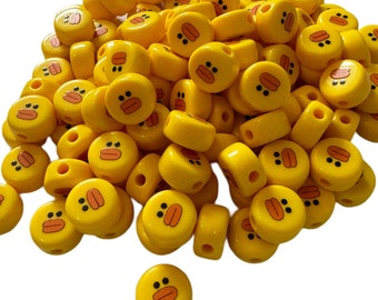 16mm Yellow Duck Face Bead for Beadable Pen Stylus Keychain Bracelet and More! Rubber Duckie Style Cruising Ducks