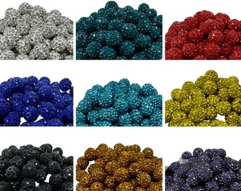 Gorgeous 10mm Pave Rhinestone and Clay Beads for Beadable Pen Stylus Keychain Bracelet Earrings and More.  So Many Colors Plus Leopard Print