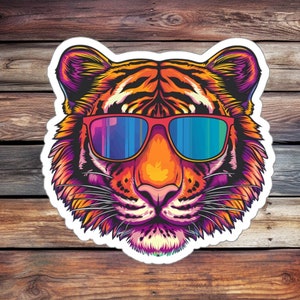 Super Cool Tiger Sticker (Animal Sticker, Water Bottle Sticker, Journal Sticker, Laptop Sticker, Custom Sticker)