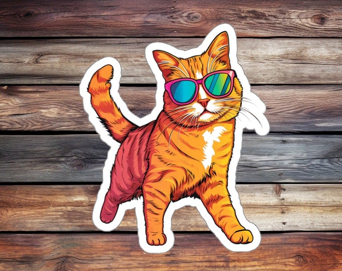 Orange Tabby Cat Sticker | Waterproof Vinyl Decal - Etsy