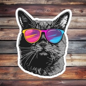 Super cooler grauer Katzenaufkleber (Katzenaufkleber, Tieraufkleber, Wasserflaschenaufkleber, Journalaufkleber, Laptopaufkleber, individueller Aufkleber)