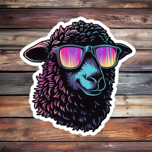 Super Cool Black Sheep Sticker (Animal Sticker, Water Bottle Sticker, Journal Sticker, Laptop Sticker, Custom Sticker)