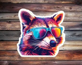 Raccoon Sticker, Cool Shades, Durable Vinyl