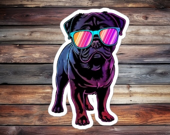 Cooler Mops Aufkleber, Sonnenbrille, Laptop Aufkleber