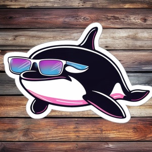 Super Cool Orca Sticker (Animal Sticker, Water Bottle Sticker, Journal Sticker, Laptop Sticker, Custom Sticker)