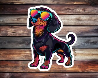 Cool Dachshund Sticker, Sunglasses, Vinyl Decal