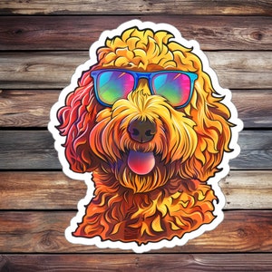 Super Cool Golden Doodle Sticker (Dog Sticker, Animal Sticker, Water Bottle Sticker, Journal Sticker, Laptop Sticker, Custom Sticker)