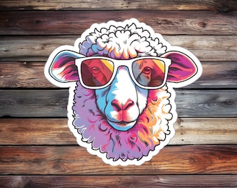 Cool Sheep Sticker, Vinyl Decal, Laptop, Journal, Water Bottle