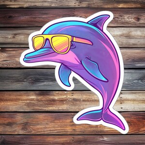 Super Cool Dolphin Sticker (Animal Sticker, Water Bottle Sticker, Journal Sticker, Laptop Sticker, Custom Sticker)