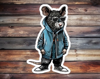 Adesivo de vinil Cool Rat, ideal para laptop.