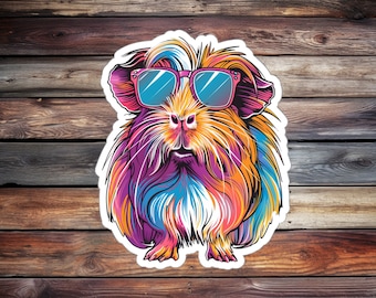 Cool Guinea Pig Vinyl Sticker, Laptop Decal