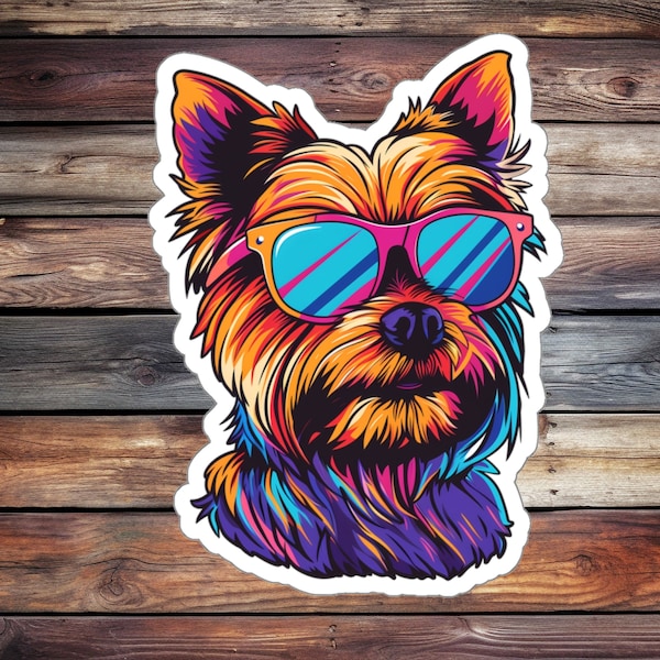 Super Cool Yorkie Sticker, Durable Vinyl Animal Decal