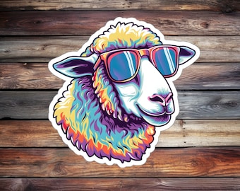 Cool Sheep Sticker, Laptop, Journal, Water Bottle