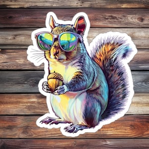 Super Cool Squirrel Sticker (Animal Sticker, Water Bottle Sticker, Journal Sticker, Laptop Sticker, Custom Sticker)