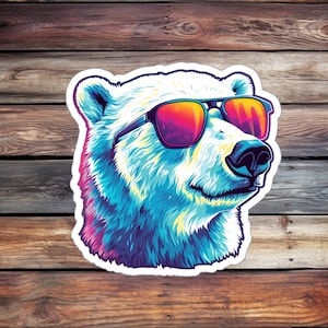 Super Cool Polar Bear Sticker (Animal Sticker, Water Bottle Sticker, Journal Sticker, Laptop Sticker, Custom Sticker)