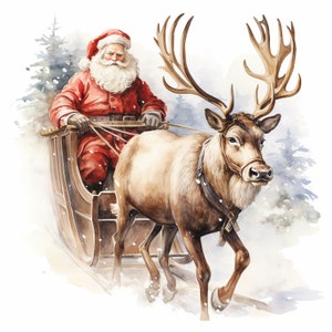 50 Weihnachtsmann-Cliparts: Aquarell jpg – Sofortiger Download – Perfekt für Kartenherstellung, Sublimation, Mischtechnik und digitales Basteln