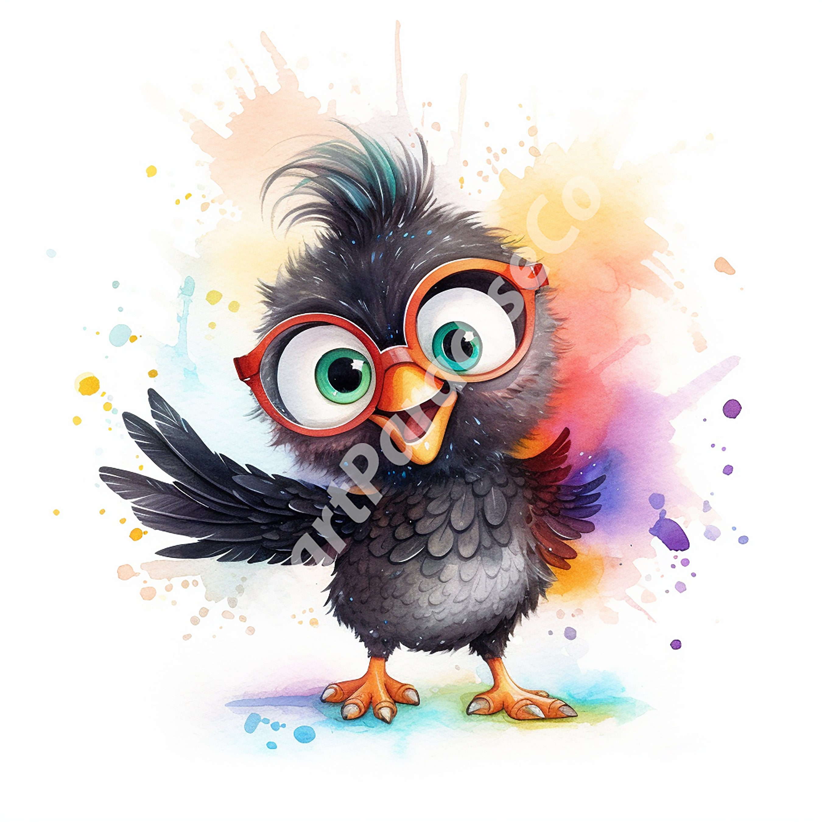 15 High Quality JPGs- Cute Crow - bird ClipArt Collection, Digital Download- Perfect for Card Making, Mixed Media, and Digital Crafting