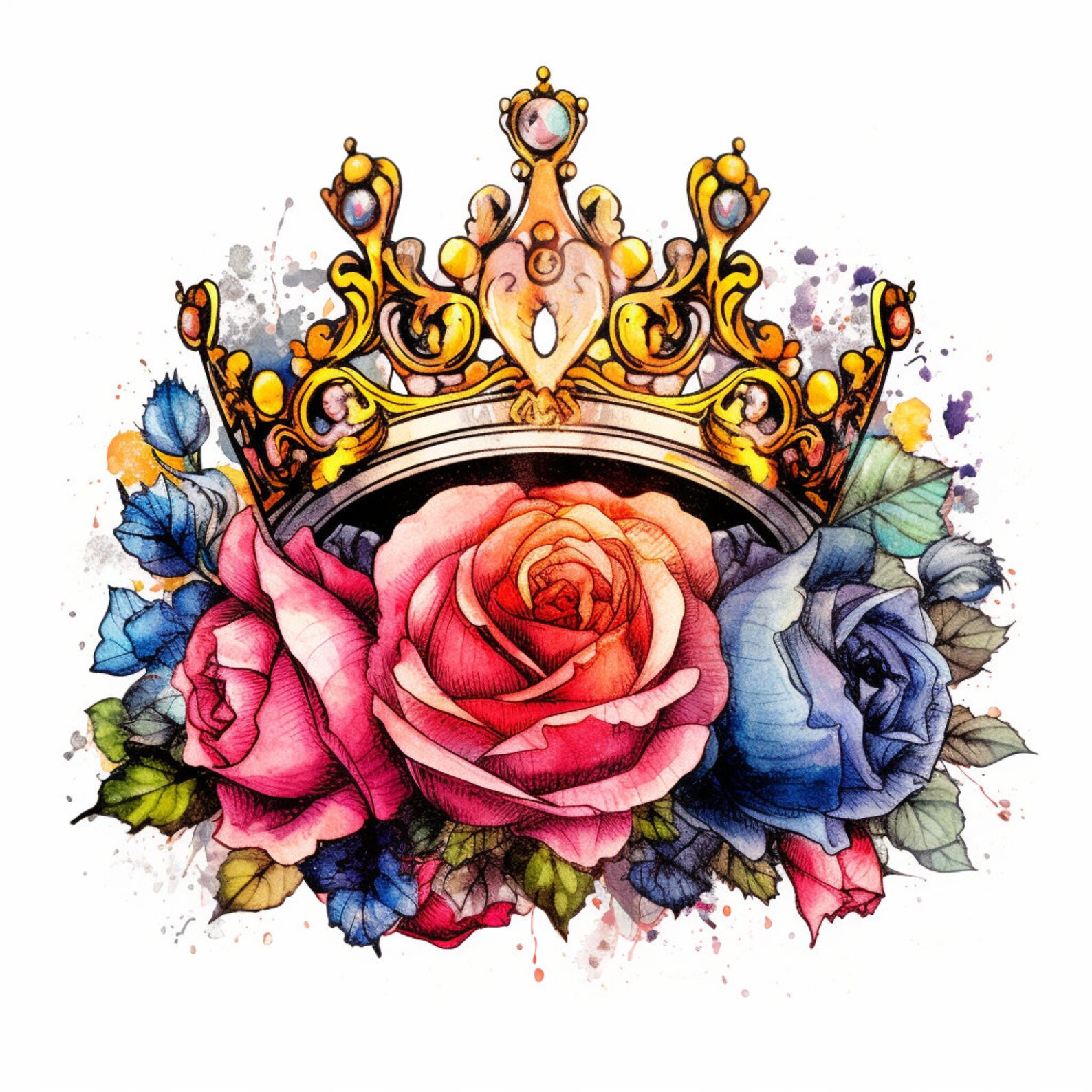 6 Floral Queens Crown Clip Art Collection: 6 High Quality Images for ...