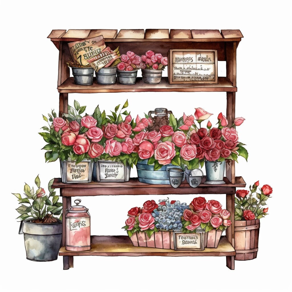 18 Flower Stand Clipart 18 Water Color High Quality Images Collection , for Card Making