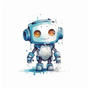 9 Cute Robot Clipart Collection- Clipart image, cartoon robot design- For card making -Digital craft- Sublimation - instant download