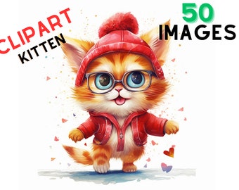 Cute Cat Clip Art : 50 High Quality Images Collection bundle 2th- Digital Download  -  for Card Making, Mixed Media, and Digital Crafting