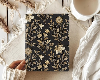 Vintage Floral Journal, Botanical Notebook, Cottagecore Diary, Gold Accents