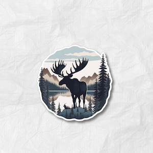 Moose Silhouette Sticker | Rustic Outdoor Adventure Vinyl Decal for Car, Laptop or Water Bottle