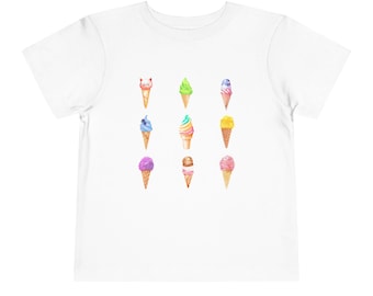 T-shirt graphique pour tout-petit en cornet de crème glacée, t-shirt mignon pour enfants, vêtements d'été, cadeau d'anniversaire, chemise pour tout-petit